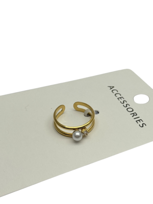 여성용 925 스털링 실버 조절 가능한 진주 반지