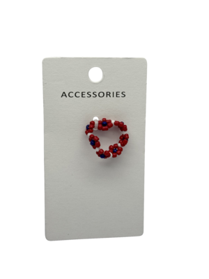 보헤미안 플로럴 쌀알 비즈 탄성 링 멀티 컬러 꽃 디자인