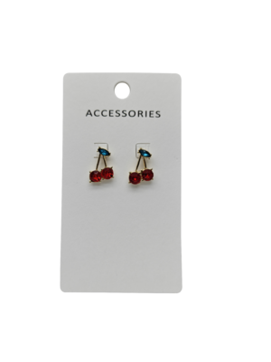 초여름 신색 레드 지르콘 체리 귀걸이 우아한 트렌디한 과일 모양 귀걸이 여성 소녀 모든 매치 패션 스타일리시