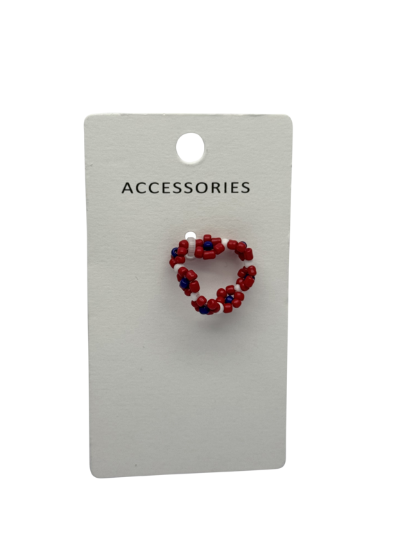 보헤미안 플로럴 쌀알 비즈 탄성 링 멀티 컬러 꽃 디자인