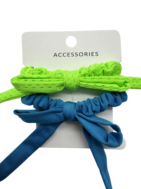 작은 활과 머리 공을 가진 여성용 직물 머리 타이