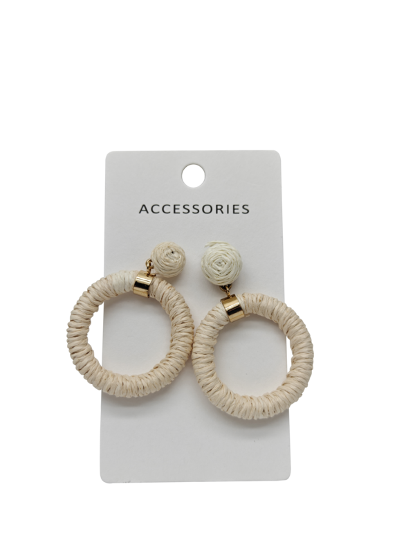 신형 둥근 라탄 귀걸이 핸드 직물 귀걸이 보헤미안 스타일 단순 라피아 직물 Pendant 귀걸이