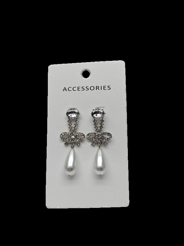 여성용 고품질 금도금 리본 귀걸이 트렌디 합금 쥬얼리 정교한 라인석 지르콘 패셔너블 진주 템퍼러먼트